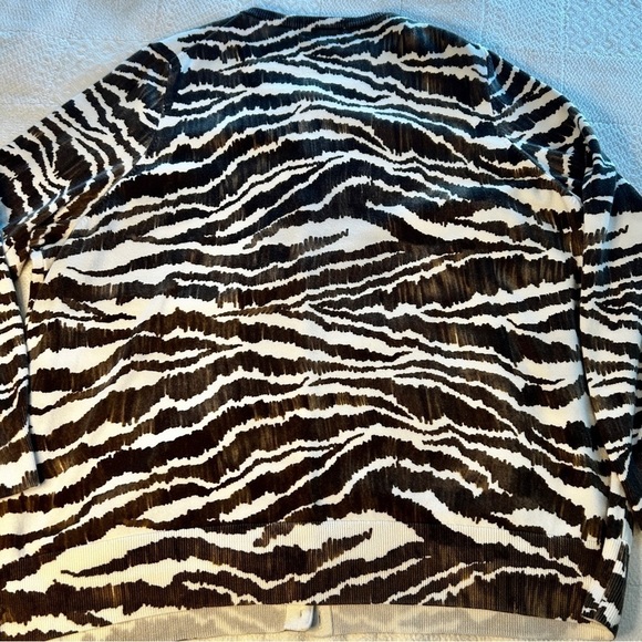 Lands' End Cardigan Sweater Zebra Print Black White Cotton Button Front size 2X - Picture 13 of 16